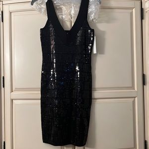 Aqua sequin body con dress